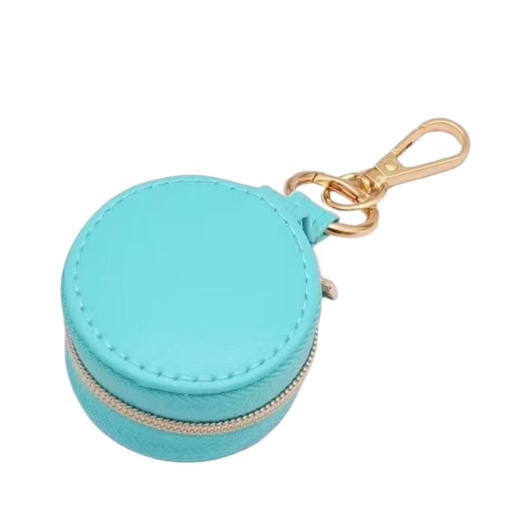 Mini Keychain Jewelry Box Portable Ring Holder Travel Organizers Case Pendant for Women with Soft PU Leather Lining