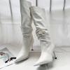 Fashion Comemore Autumn Winter Women's Boots New Pointed High Heels Sexy Pleated Thin Heels Female Fashion Versatile Mid Length Boots