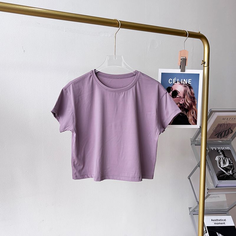 Lu Same Style Yoga Clothes T-shirt Women's Summer Shorts Loose Quick-Drying Breathable Sports Running Short Sleeve T-shirt Workout Clothes