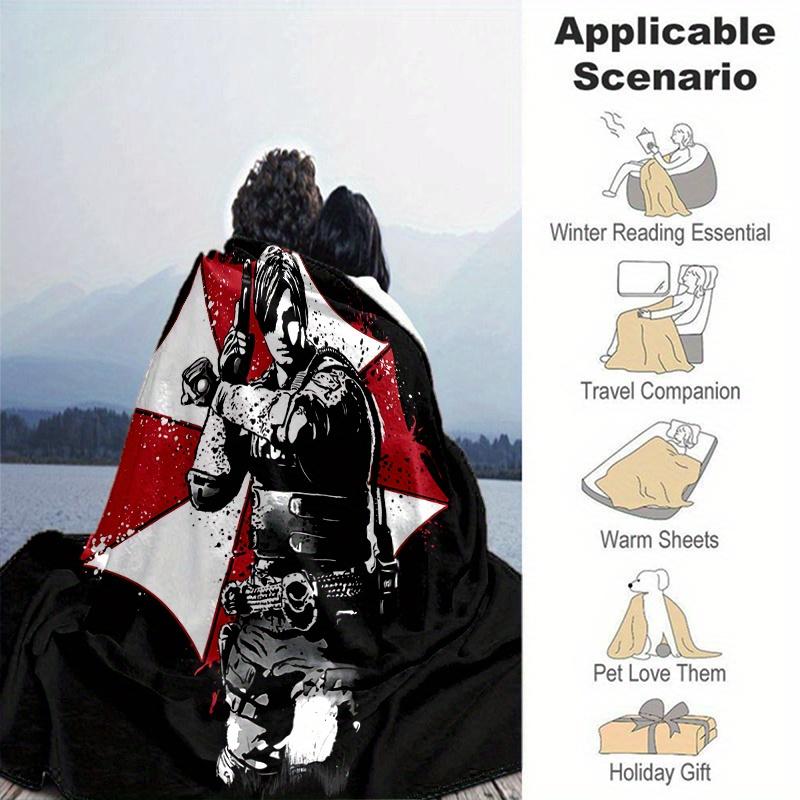 1pc Resident Evil Design Blanket  Soft Throw for Home Decor, Perfect Gift, Seasonal Use,  Living Room, Travel, Camping