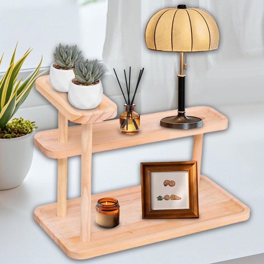 Wooden Desktop Organizer Cosmetic Organizer Space Saving Practical Rustic