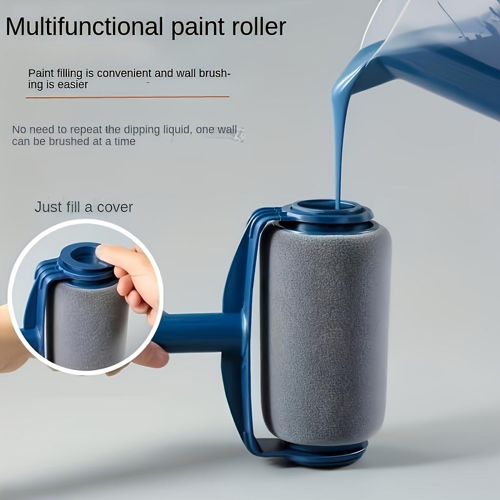 4pcs Large Self-Feeding Paint Roller Set with Extension Pole |7-Inch Roller | Metal & Plastic | Smooth Even Coating | Easy To Use for Latex Wall Paint