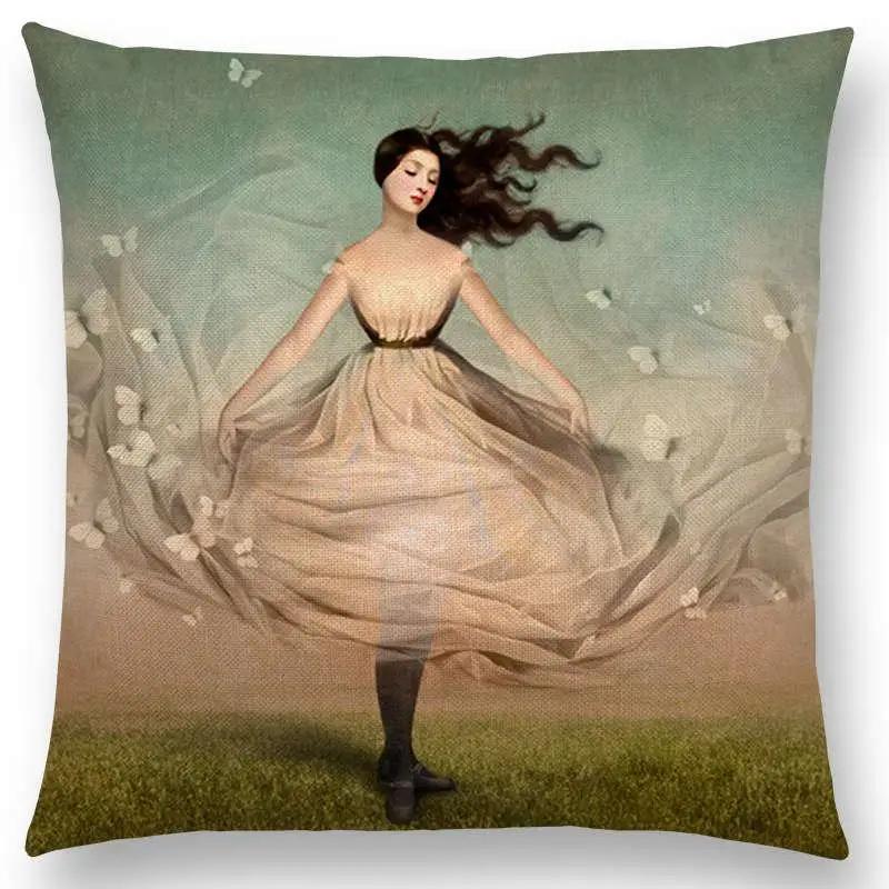 New Elegant Lady Lovely Girl Shakespeare Plays Fantasy Painting Heart Free Wish Sea Cushion Cover Sofa Throw Pillow Case
