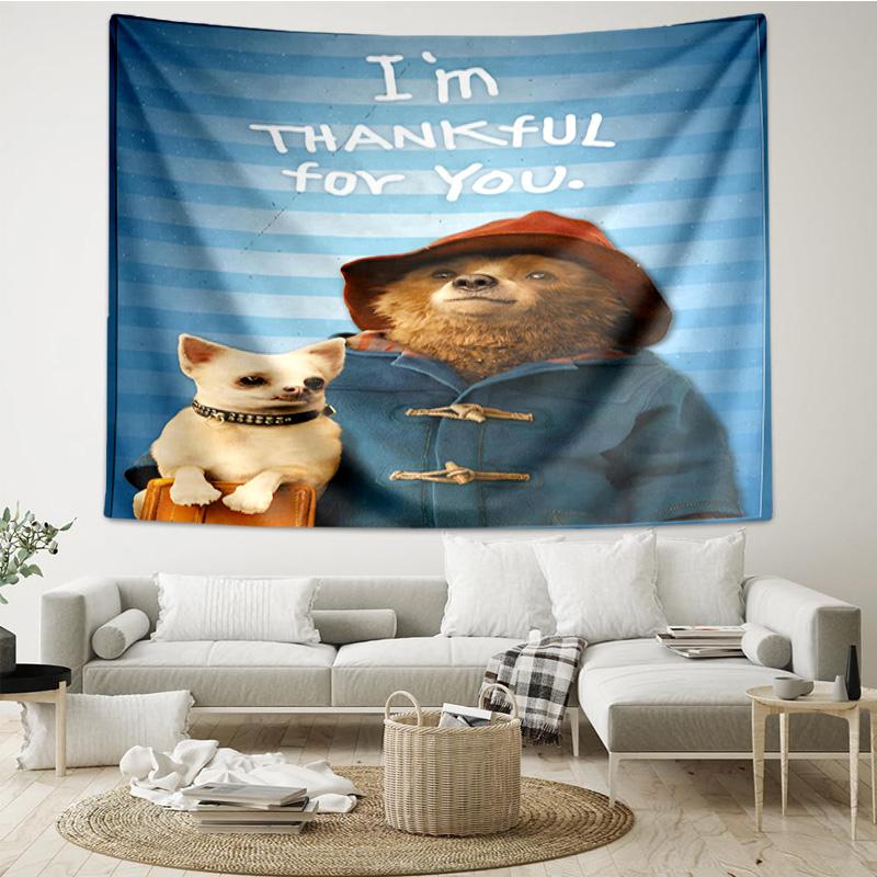 Red Hat Bear In The City Tapestry, Unique Design Tapestry, Wall Decor for Bedroom,Livingroom, Playroom,Heartwarming Fan Holiday Gifts