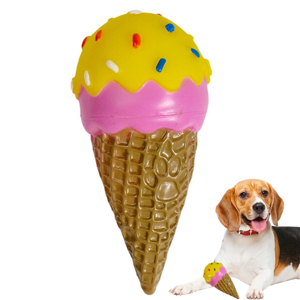 Durable Dog Squeak Chew Toys Donuts Ice Cream Burger Style Floatable On Water Training Outdoor Simulation Pet Chewer Toy