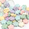 10pcs Colorful Acrylic Flower Beads Plated Color Five Petal Flower Big Hole Loose Beads For Jewelry Making DIY Bracelet Necklace
