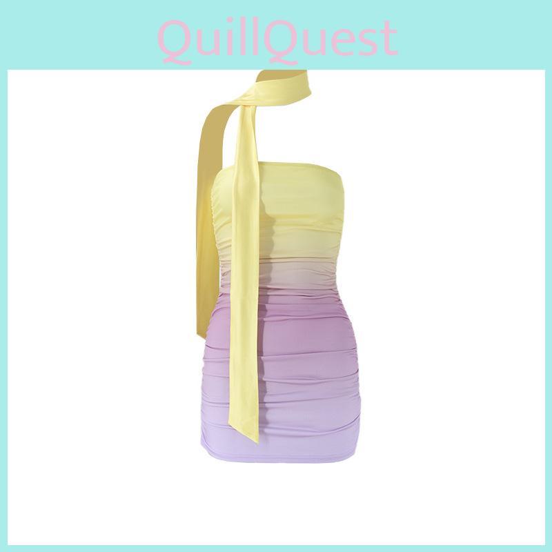 Sexy Womens Nightclub Dress With Gradient Pattern And Sleeveless Design For Summer