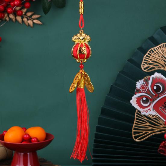 Red Chinese Lanterns Mini Decorative Lucky Hanging Lanterns Decoration with Coins And Tassel for New Year Wedding Party Spring Festival Home Decor