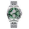 Men Chronograph Watches Stainless Steel Analog Quartz Wrist Watch Waterproof Luminous Date Business Dress Watch for Men
