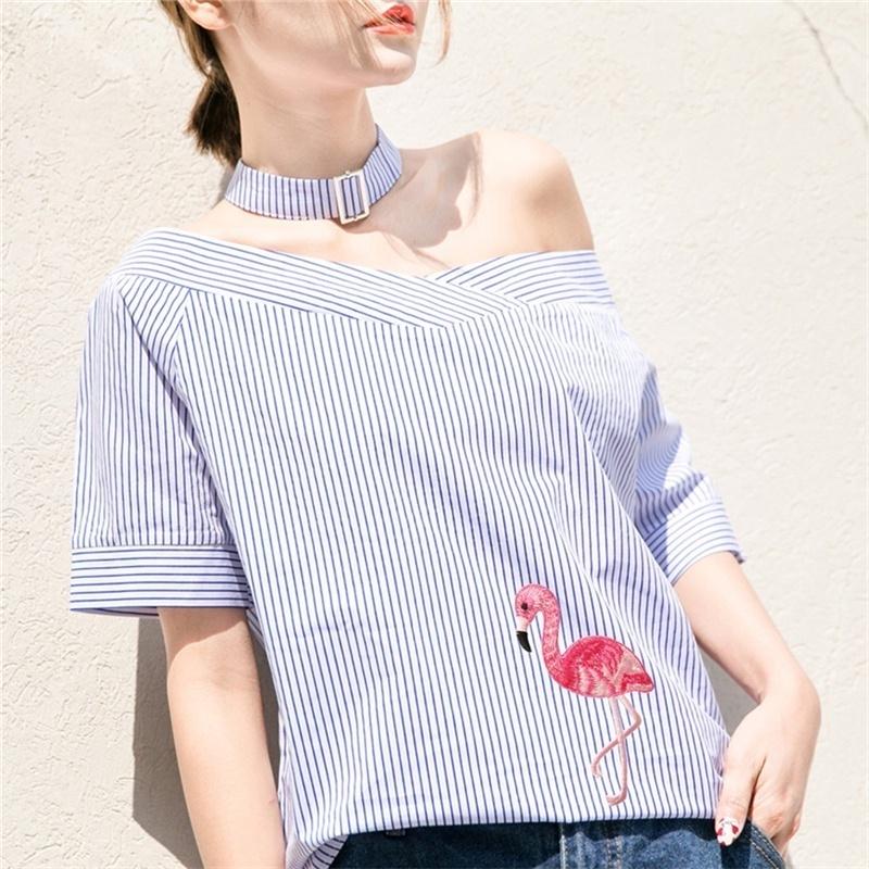 Elegant Red Ostrich Embroidery Patches for Clothing Parches Fabric Sticker Iron On Sewing Patch Craf