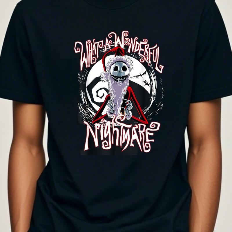 Summer The Nightmare Before Christmas Jack Santa Claus Pattern Tshirt Shortsleeved Casual Top L