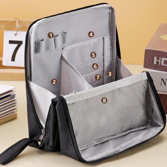 Oxford Cloth Standing Makeup Bag Multi-purpose Makeup Pouch with Compartments Waterproof Toiletry Bag Travel Cosmetic Organizer for Makeup Brushes