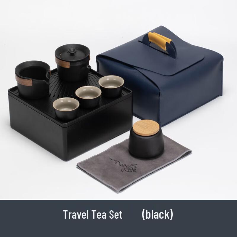 Portable Ceramic Tea Set with Caddy