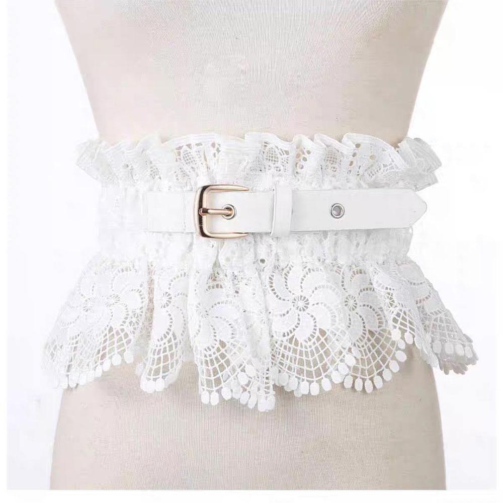 

Lace Belt Elastic Elastic Lace Belt Wide Waist Band Fashionable Fashion Waist Belt For Skirt Dress Shirt 70cm білий