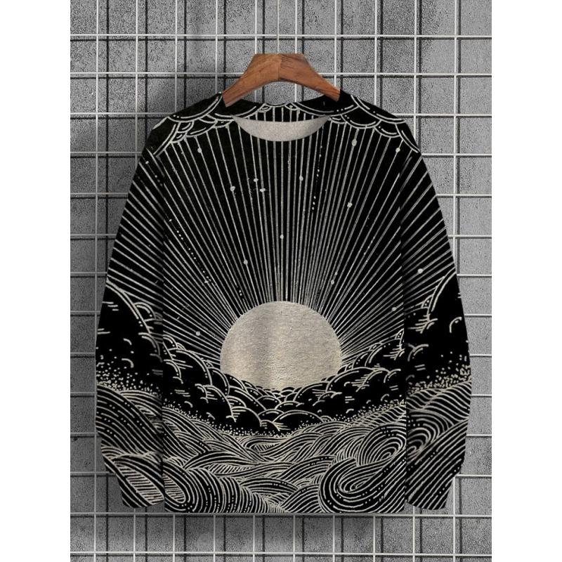 Autumn Men's Sweatshirt 3d Abstract Picture Long-Sleeved Printed Top Oversized O-Neck Pullover For Men Street Sweatshirt T-Shirt