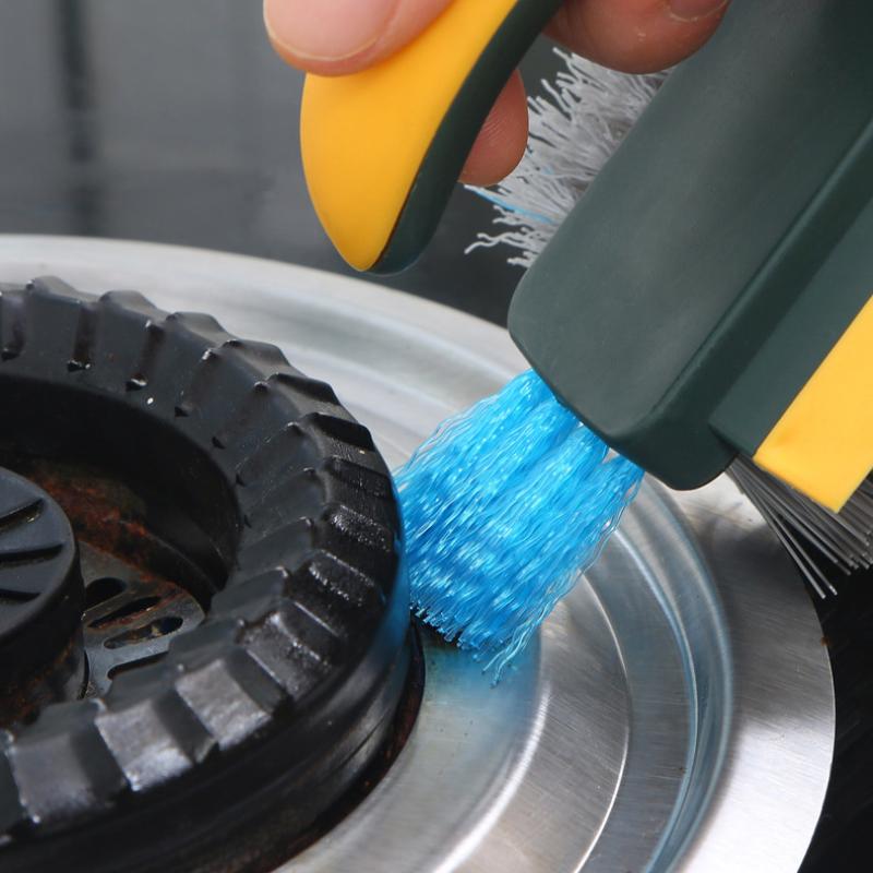 Triple-Sided Floor Brush Deep Cleaning Tool for Bathrooms and  Toilets Power Scrape Bristles for Tight Grooves and Gaps