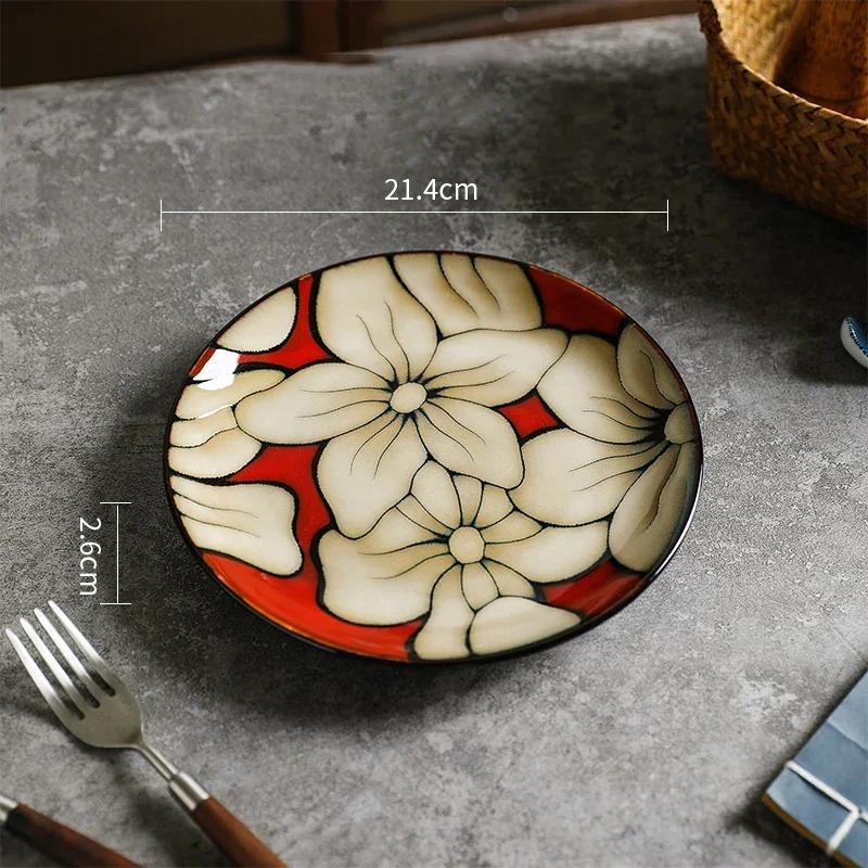 Light Luxury Flowers Ceramic Plate High End Restaurants Pasta Steak Plate Delicious Dishes Dining Plates Unique Home Tableware