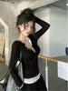 Korean Chic Design Fake Two Pieces Long Sleeves Shirt Women Autumn 2024 New Elegant All Match Slim Fit Slimming Base Tops Winter