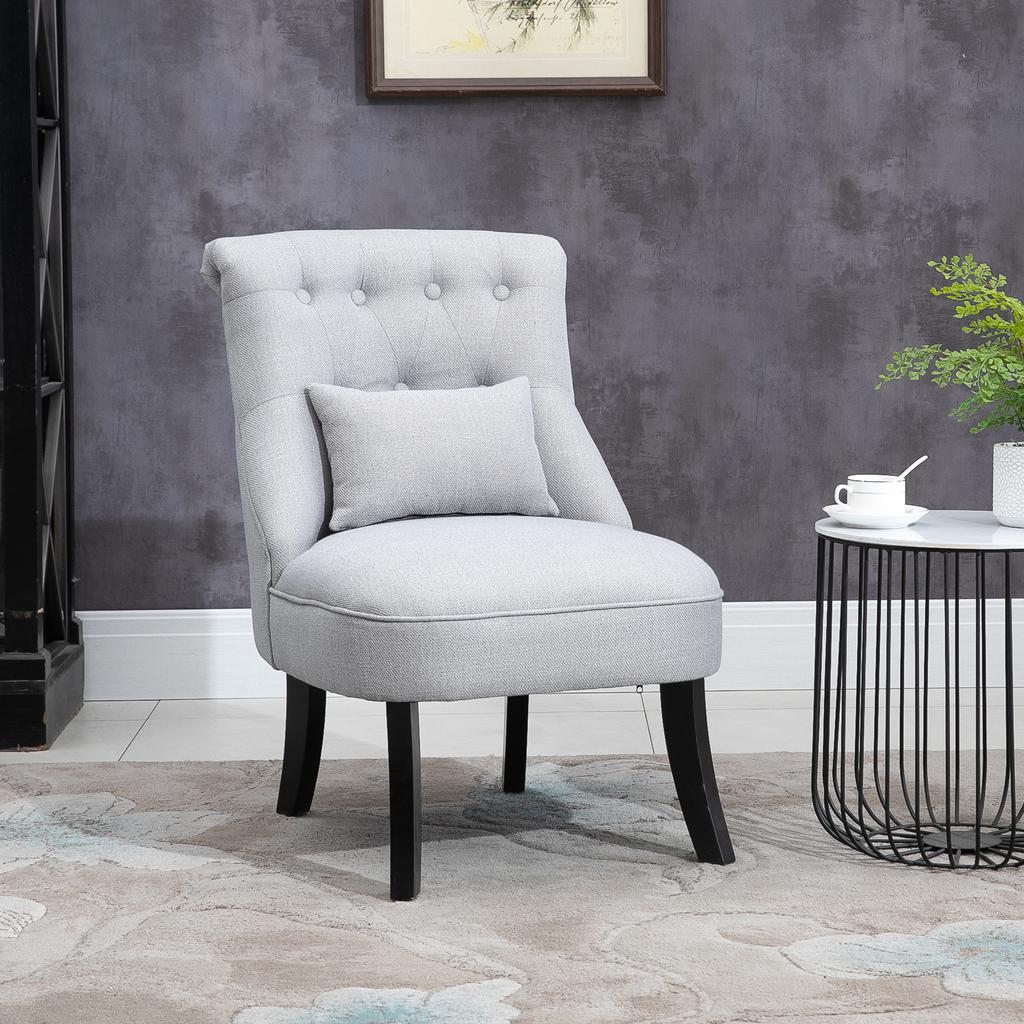 Armchair Living Room Relaxing Chair Lounge Chair Resting Chair with Back Cushion, Wooden Legs, Reading Chair with Linen Look