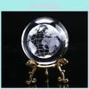 Elegante Bola de Cristal 3D de 60 mm Grabada con Láser Esfera de la Tierra en Miniatura Para Decoración del Hogar