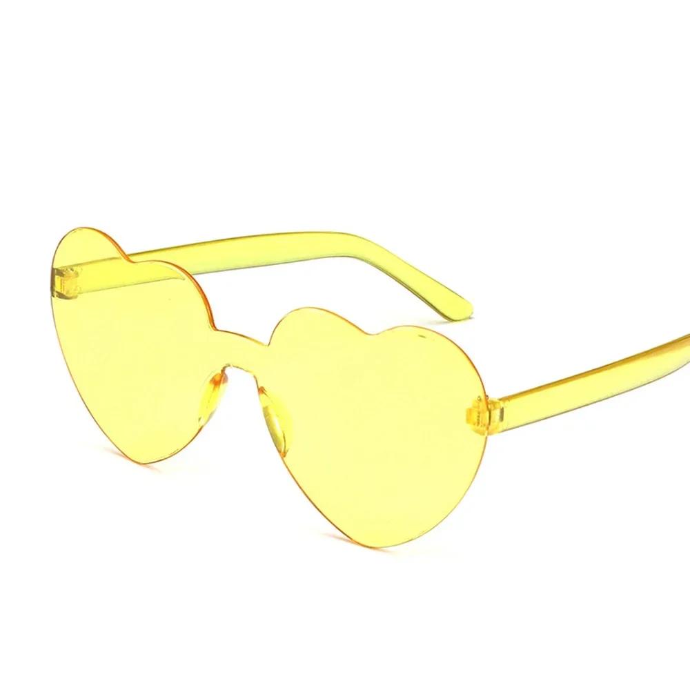 Fashion Women'S Heart-Shaped Sunglasses With Candy-Colored Transparent Plastic Frames Love Heart Sun Glasses For Female In One