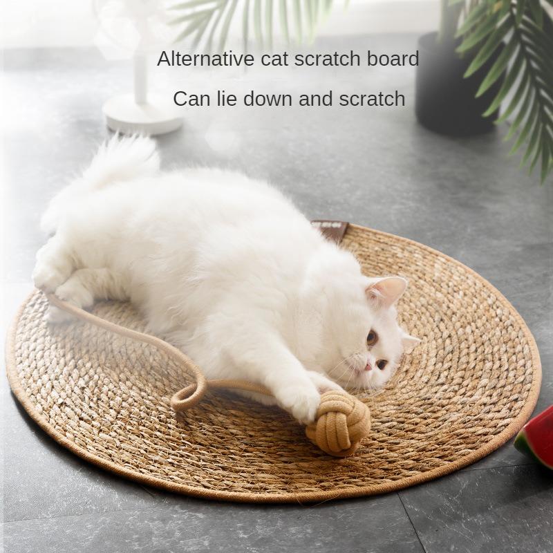 Natural Papyrus Mat Suitable for All Seasons Round Rattan Cat Scratch Board Cat Scratching Pad No Dandruff Pet Cat Supplies