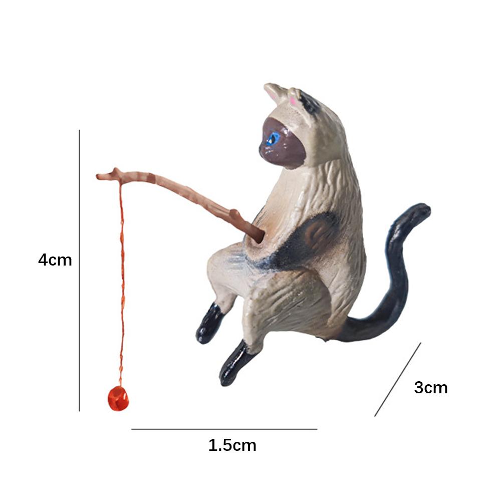 

1/5 шт. Милые кошки-рыбаки, смола, ландшафтные рыбки, мини-статуэтка, мультяшная фигурка, миниатюры, ручная работа, украшения для дома