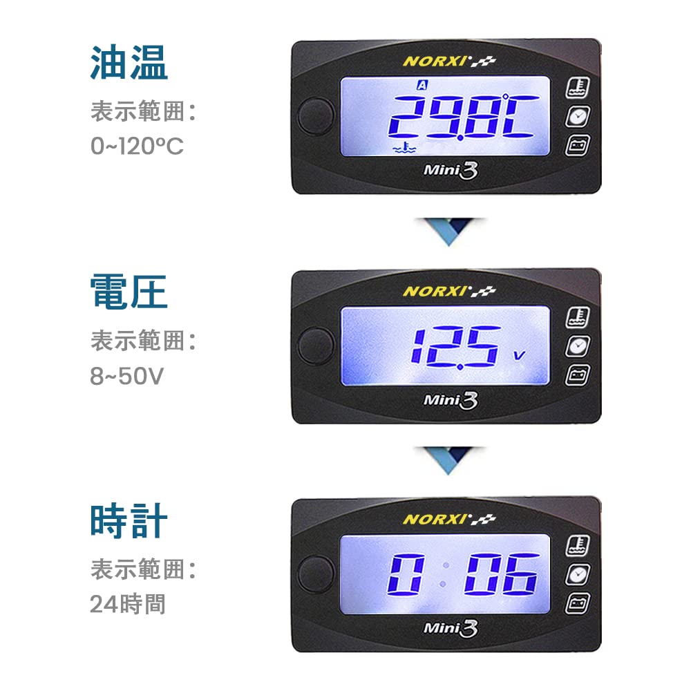 NORXI 3 in 1 Multifunktionales Motorrad Digitalinstrument Mini3 (dürfen