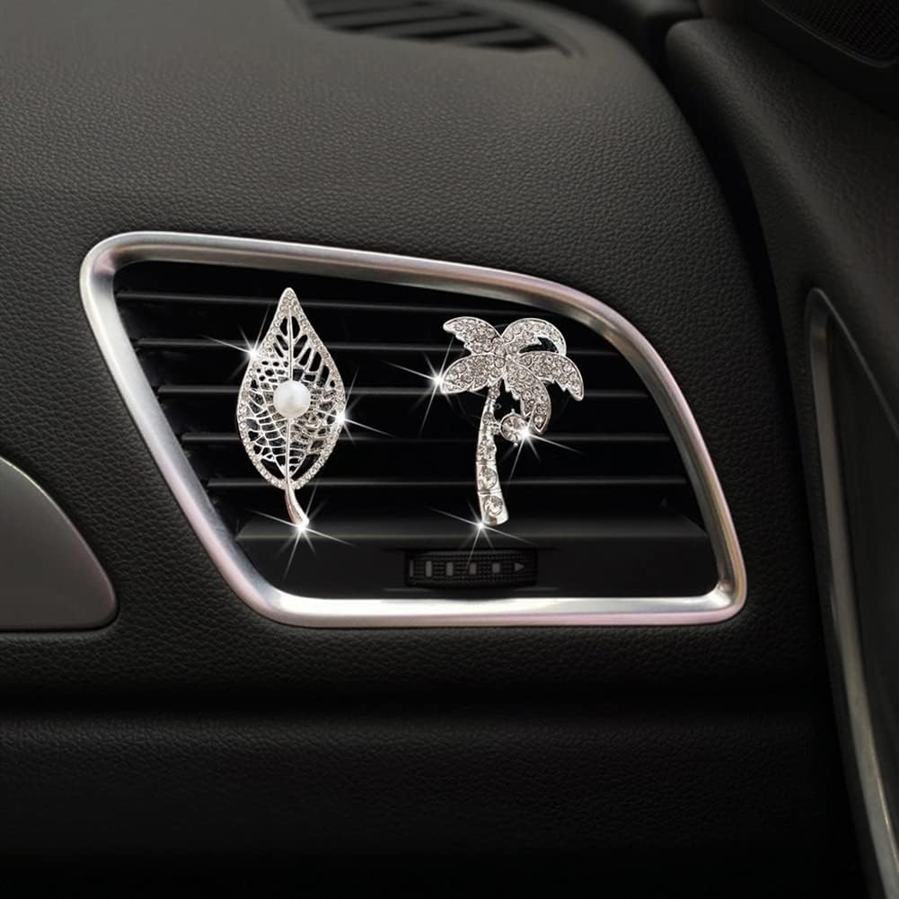 Car Perfume Clip Zcargel Bling Maple Leaf Aromatherapy Clip Diamond Vent Decorations Aromatherapy Clip For Car Air Outlet Car Coconut Palm