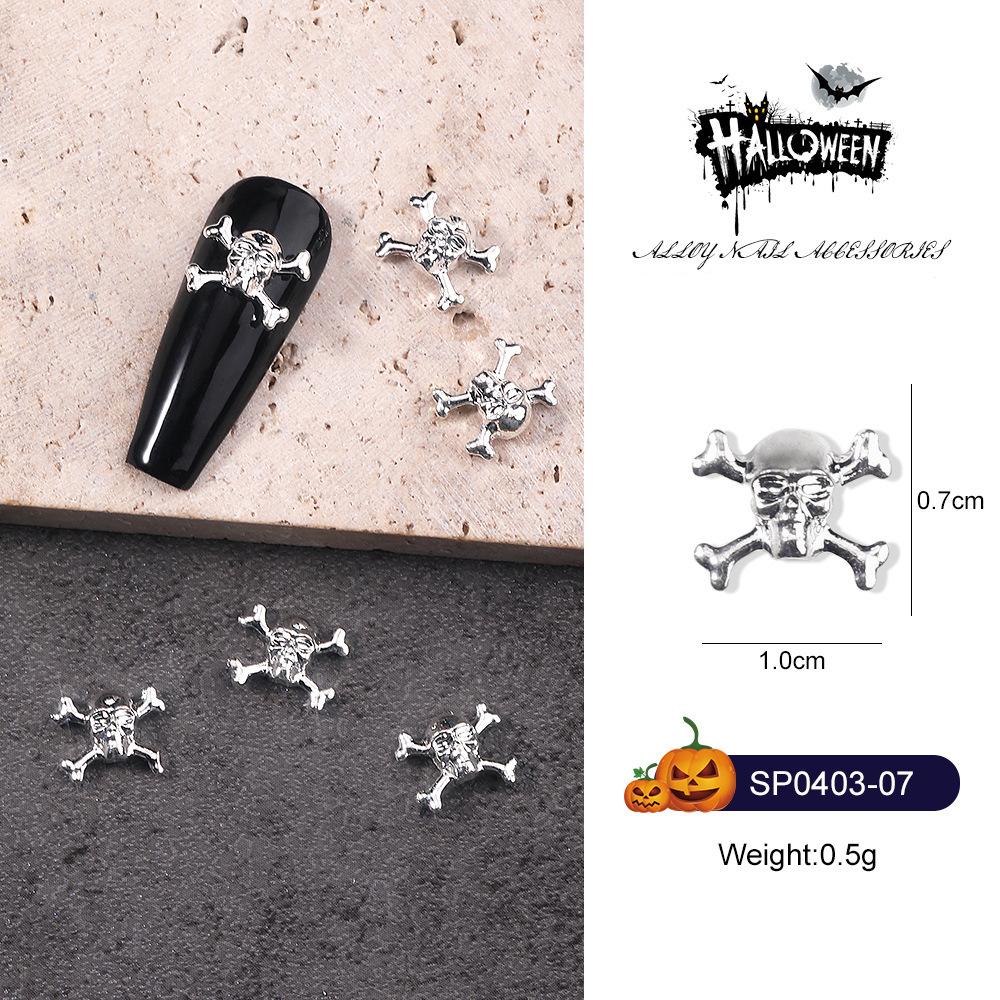 1PCS Pumpkin Skull Bat Nail Art Parts Retro Punk Style Alloy Finger Nail Charms Metal DIY Nail Art Decoration Accessories