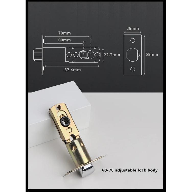 304 Stainless Steel Three-pole Handle Lock Single Tongue Bathroom Interior Door Lock Aisle Fire Door Door Lock With Key
