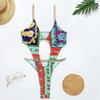 Women's Fashion Sexy Hollow Chain Personalized Printed One-Piece Swimsuit