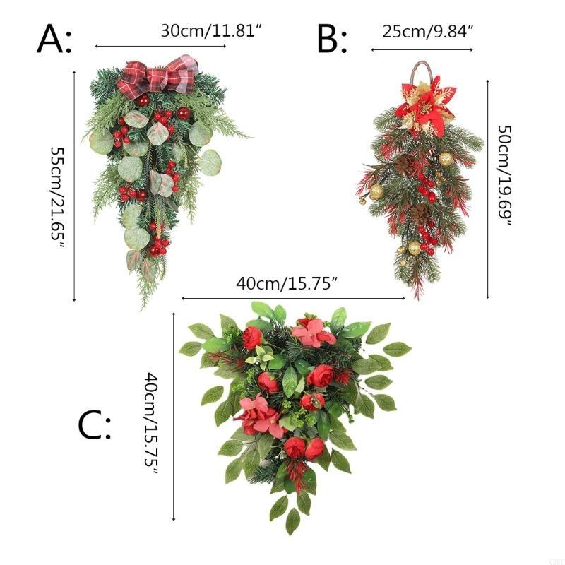 Christmas Wreath Christmas Hanging Front Door Wall Decor Xmas Decorations Wreath X3UC