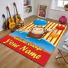 Custom Curious George Mat Personalized Name, Polyester Washable Indoor Entryway Rug, Gift for Christmas, Easter, Thanksgiving Day
