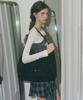 Leathery Suede Shopper Drop Shoulder Bag [Black]