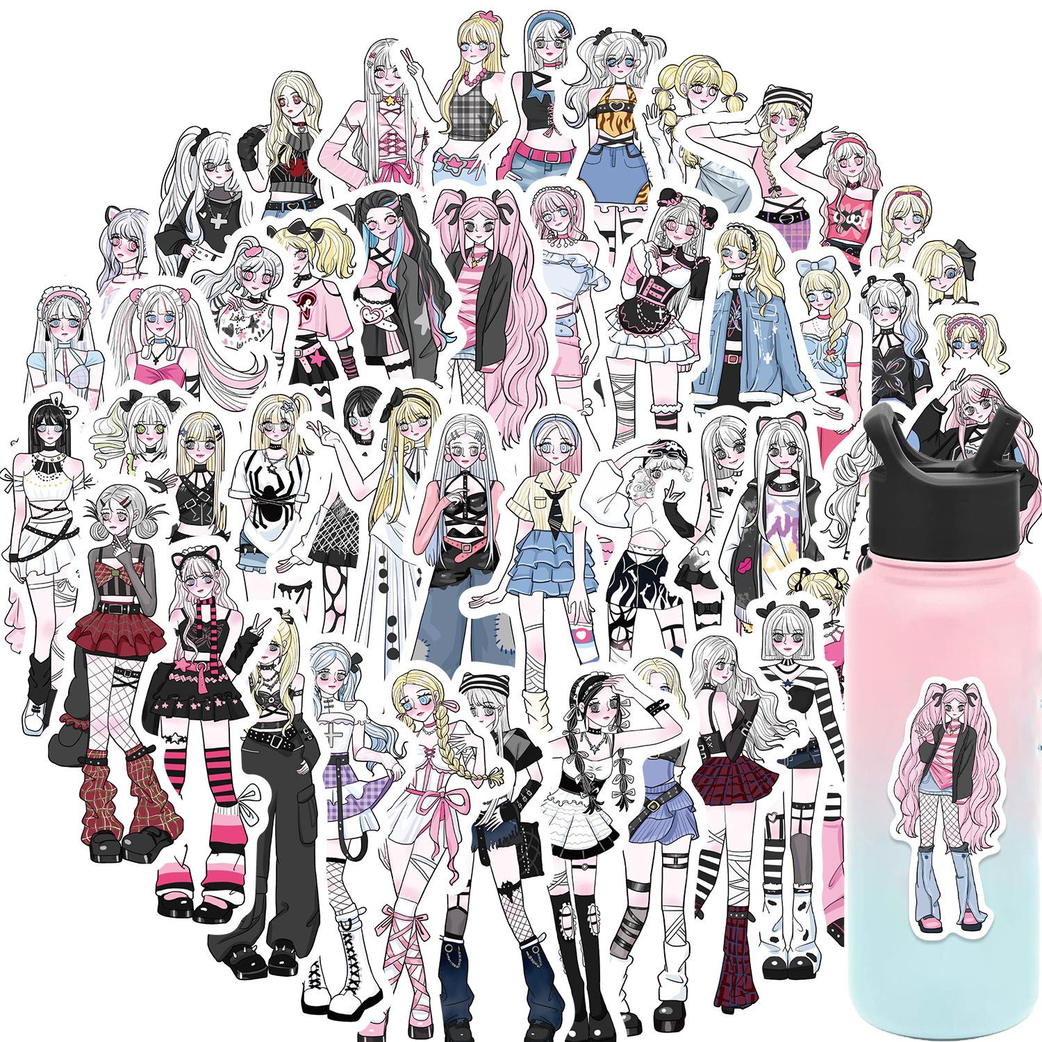 

50 Pictures of Hot Girls Outfits INS Graffiti Stickers Guitar Notebook Suitcase DIY Waterproof Stickers