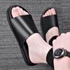 Neue Echtleder Hausschuhe Herren Dicke Sohlen Rutschfeste Flip-Flop Sandalen für Herren Mode Lässig Schwarze Sommerschuhe Herren