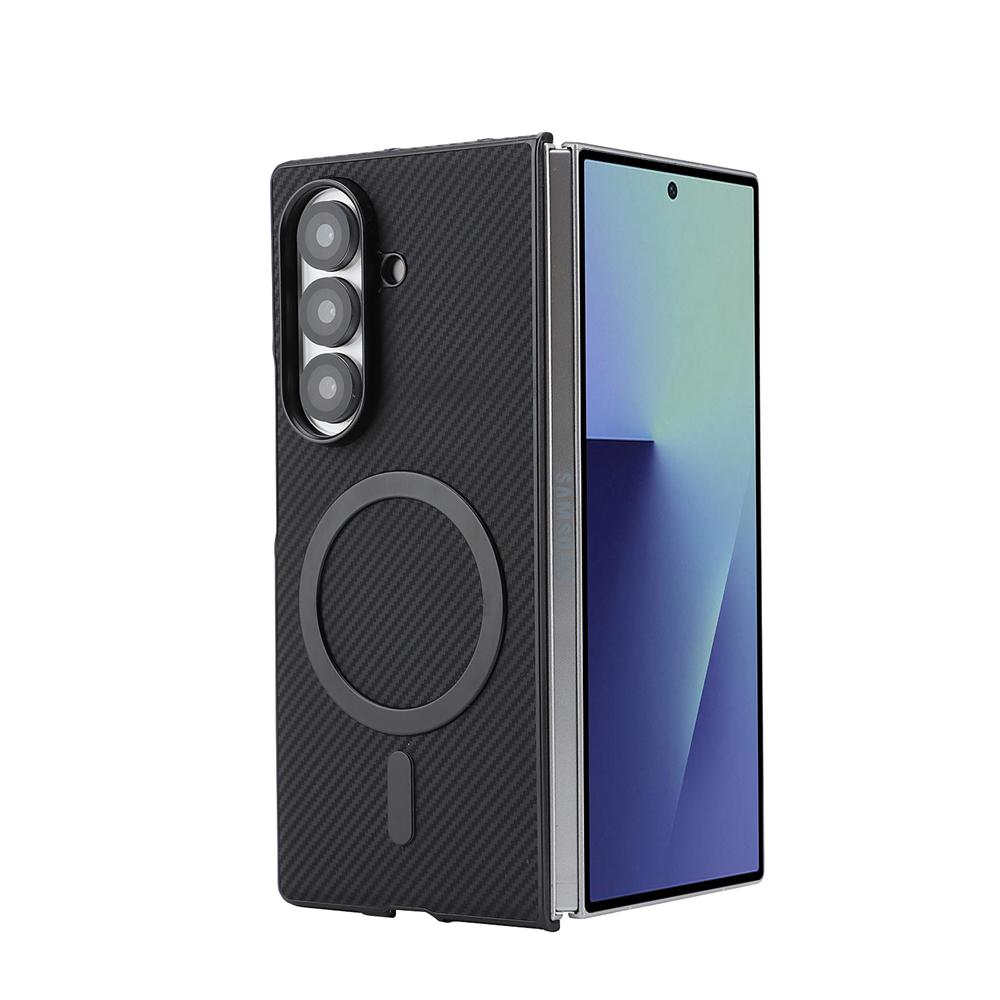 

Shockproof Ultra Thin Carbon Fiber Leather Case For Samsung Galaxy Z Fold 7 6 5 4 3 Retro Business Magnetic For Magsafe Cover Galaxy Z Fold5