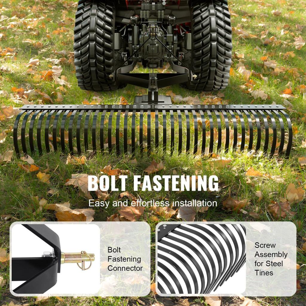 Tow Behind Dethatcher 72" 3-Point Lawn Dethatcher Rake with Attachments