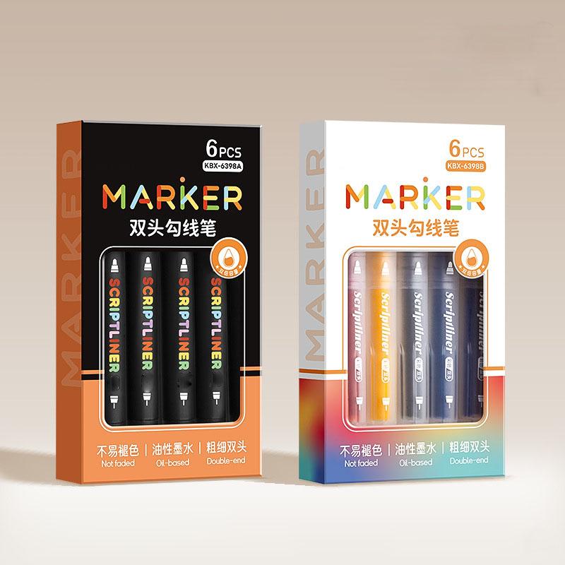 12pcs Dual Tip Black Oil-Based Marker Pens, Quick Dry Outline Markers for Kids Art Drawing & Graffiti