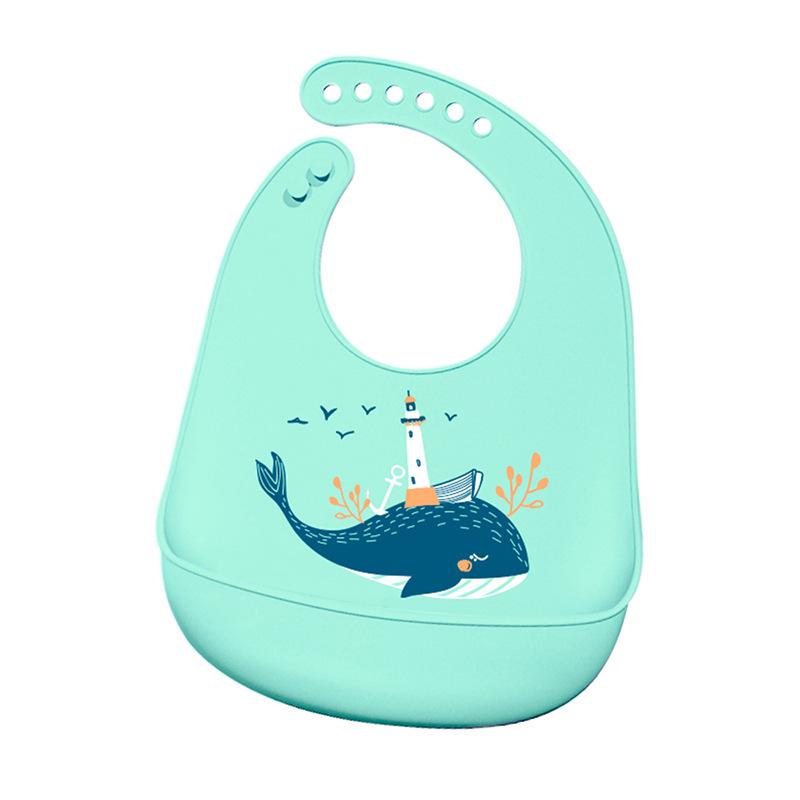 Cartoon Animal Hippopotamus Dinosaur Silicone Bib for Baby Infant Safe Waterproof Halter Feeding Burp Cloths Soft Drool Bag
