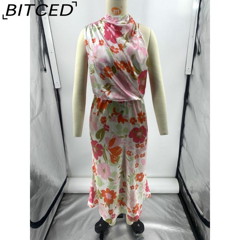 BITCED Sleek and Sophisticated Women's Sleeveless Strappy Printed Satin Dress