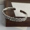 100% Solid 925 Sterling Silver Metal Bracelet for Women Vintage Handmade Simple Retro Flower Chain Bracelet Birthday Gift Party