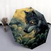 Roaring Wolf  Pattern, Automatic Folding Umbrella, Portable and Foldable Design, 8 Ribs, a Christmas or Birthday Gift.