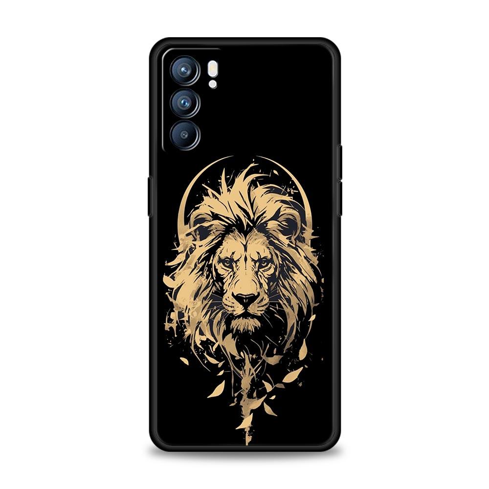 Concise Lion Pattern Phone Case For Oppo Reno14 Reno13 Reno12 11 F 10 Find X5 X9 Pro A54 5G A53 A52 A9 A16 A78 4G A80 A98 Cover