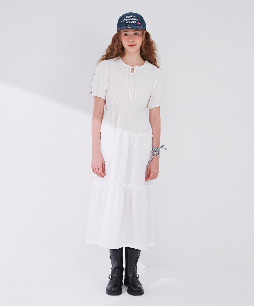 Between A And B Frill Tiered Long Dress [White]