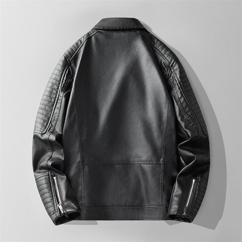 High-end locomotive clothing spring and autumn new leather jacket men's fashion trendy brand locomotive leather jacket youth handsome jacket