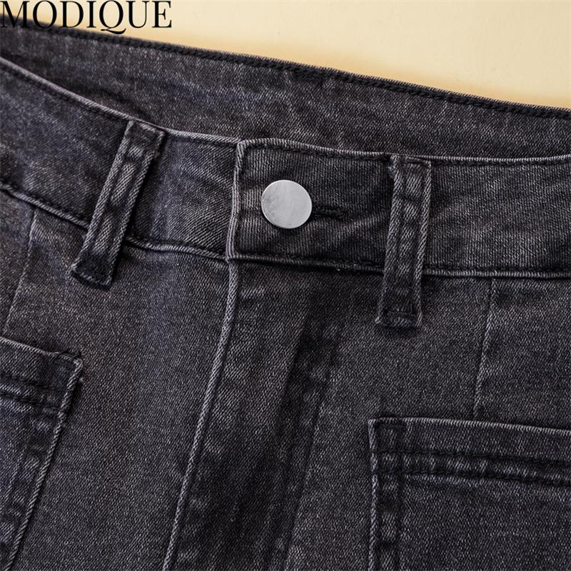 MODIQUE Spring Plus Size New Women Versatile High Waisted Slimmer Elastic Long Jeans Bell-Bottoms Lady Casual Flare Pants Trousers