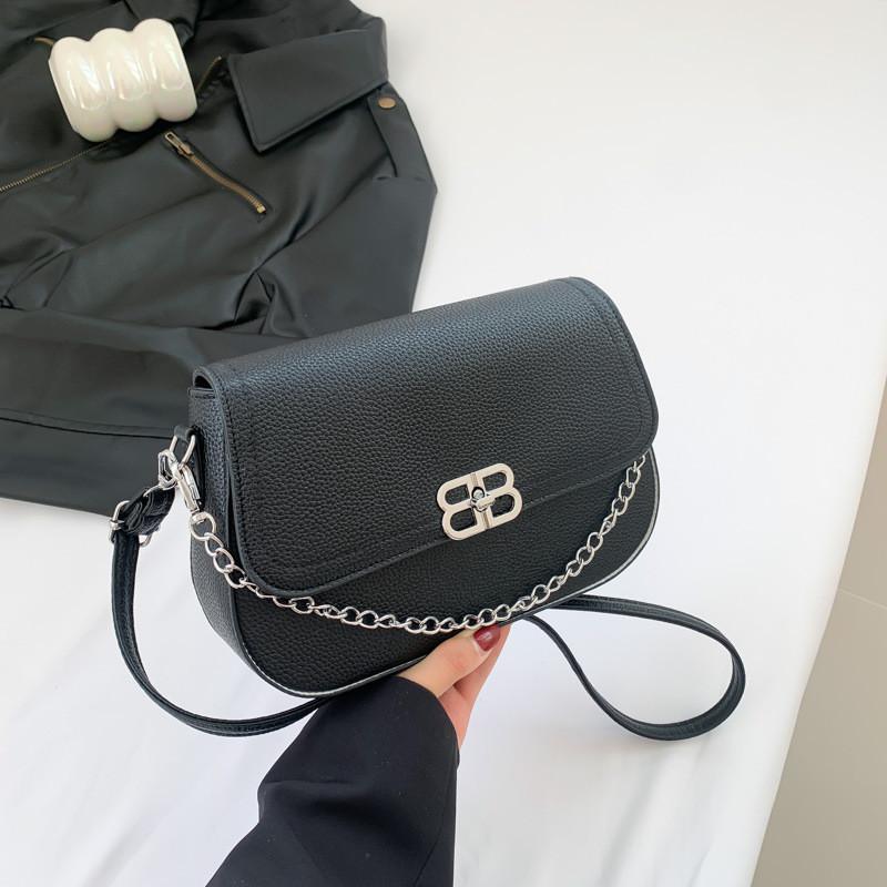 2024 Spring New Personality Simple And Beautiful Street Fashion Casual Chic Shoulder Bag Chain Crossbody Bag чёрный