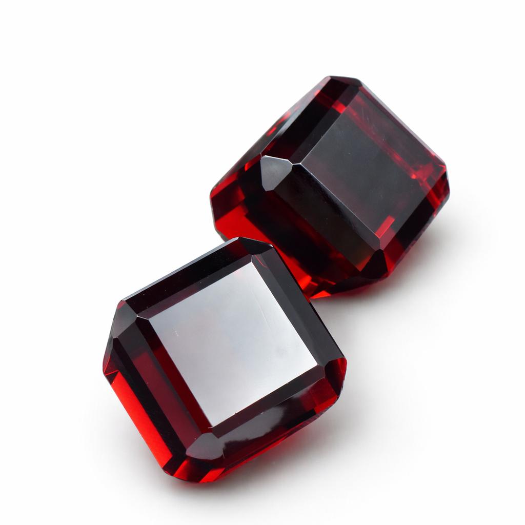 Lab-Created Red Ruby Loose Gemstone 312.30 ct Cube Cut Pair of for Jewelry Making and Crafts